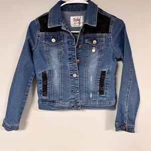 Harry Potter Fans! Harry Potter fabric on an Upcycled Justice Denim Jacket, 12